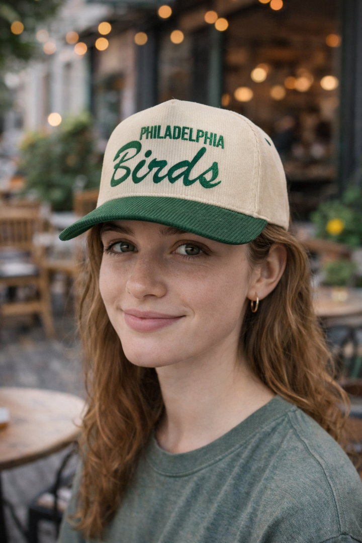 Philly Green Corduroy Birds Hat
