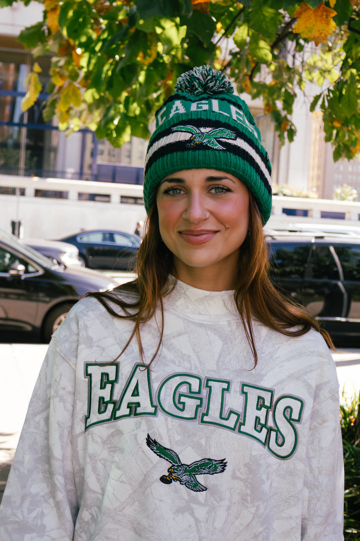 Philadelphia Eagles White Ghosted Mock Neck Fleece Sweatshirt