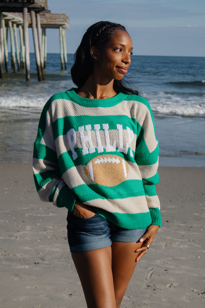 Philly Football Stripe Cozy Sweater