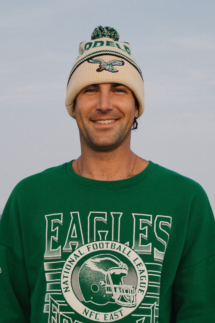 Men Philadelphia Eagles Natural Quattrle Cuff Knit w/ Pom