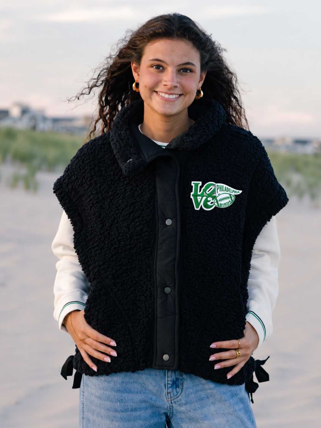 Philly Football Sherpa Button Vest