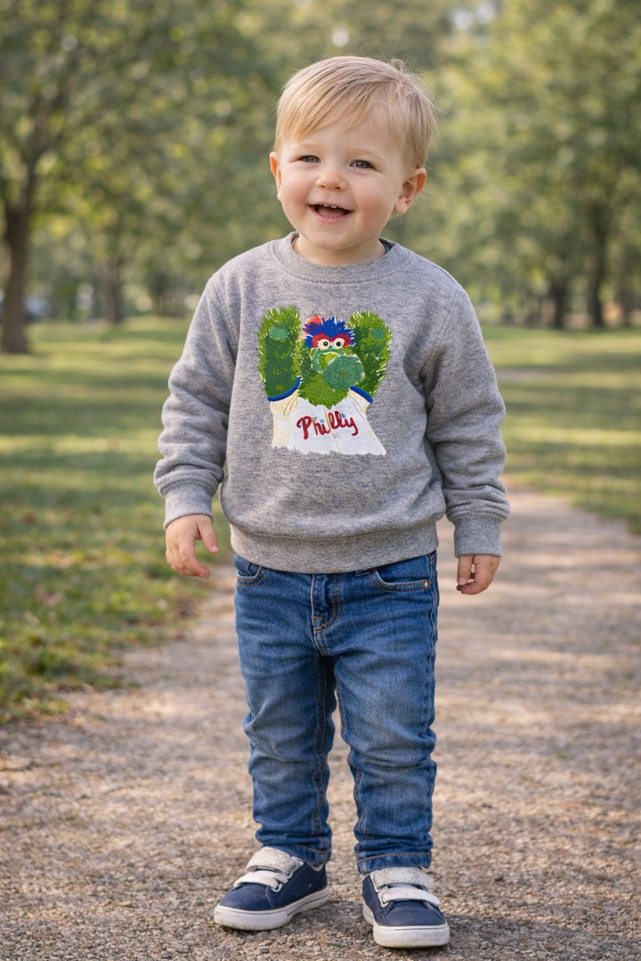 Philly Phanatic Sketch Heather Grey Crewneck Sweatshirt