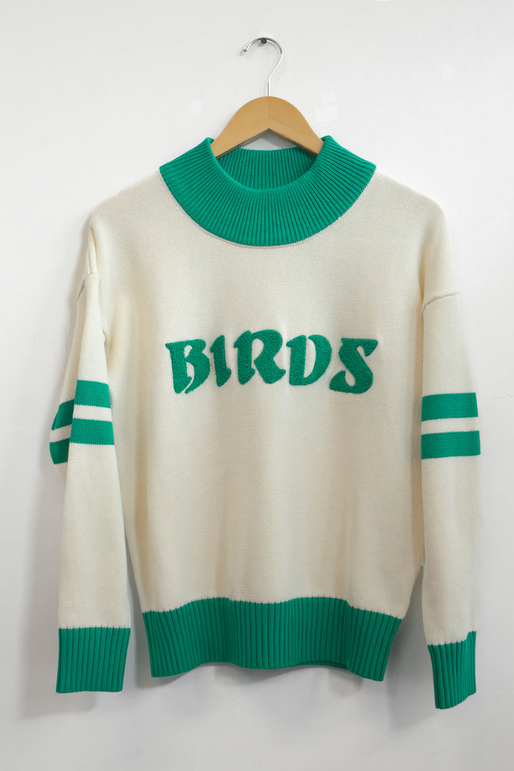 Philly Football Cream Birds Mock Neck Sweater