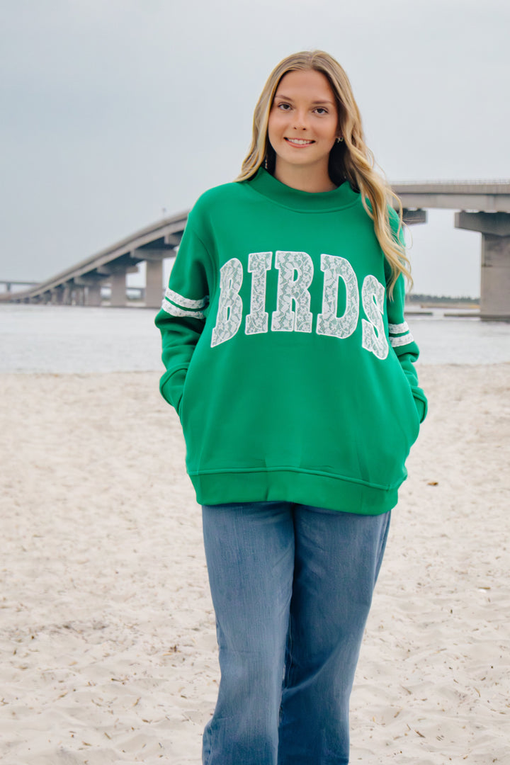 Philly Birds Kelly Lace Mock Neck