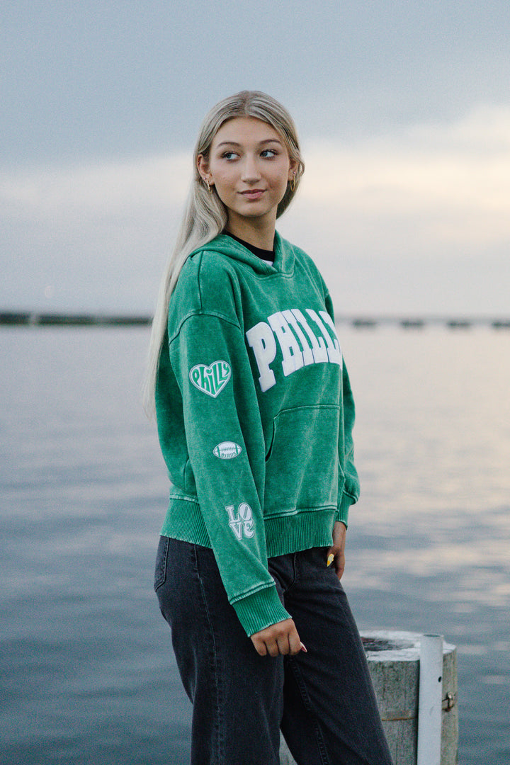 Philadelphia Football front PHILLY Multi Patch Forest Hoodie