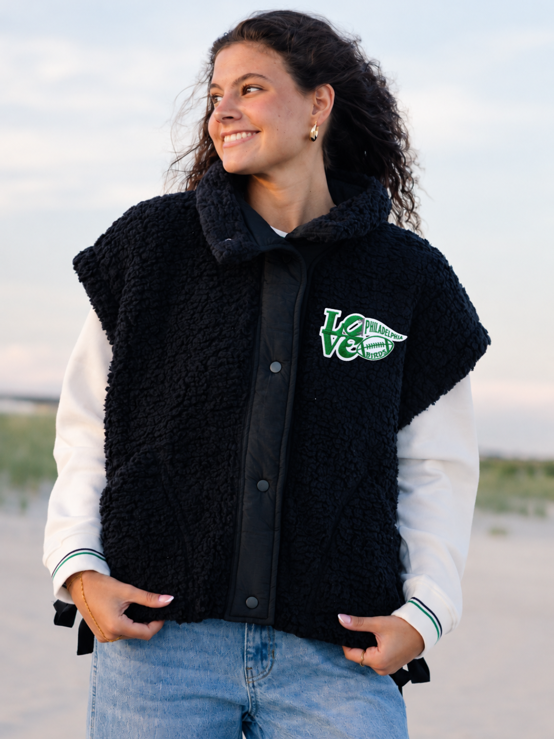 Philly Football Sherpa Button Vest