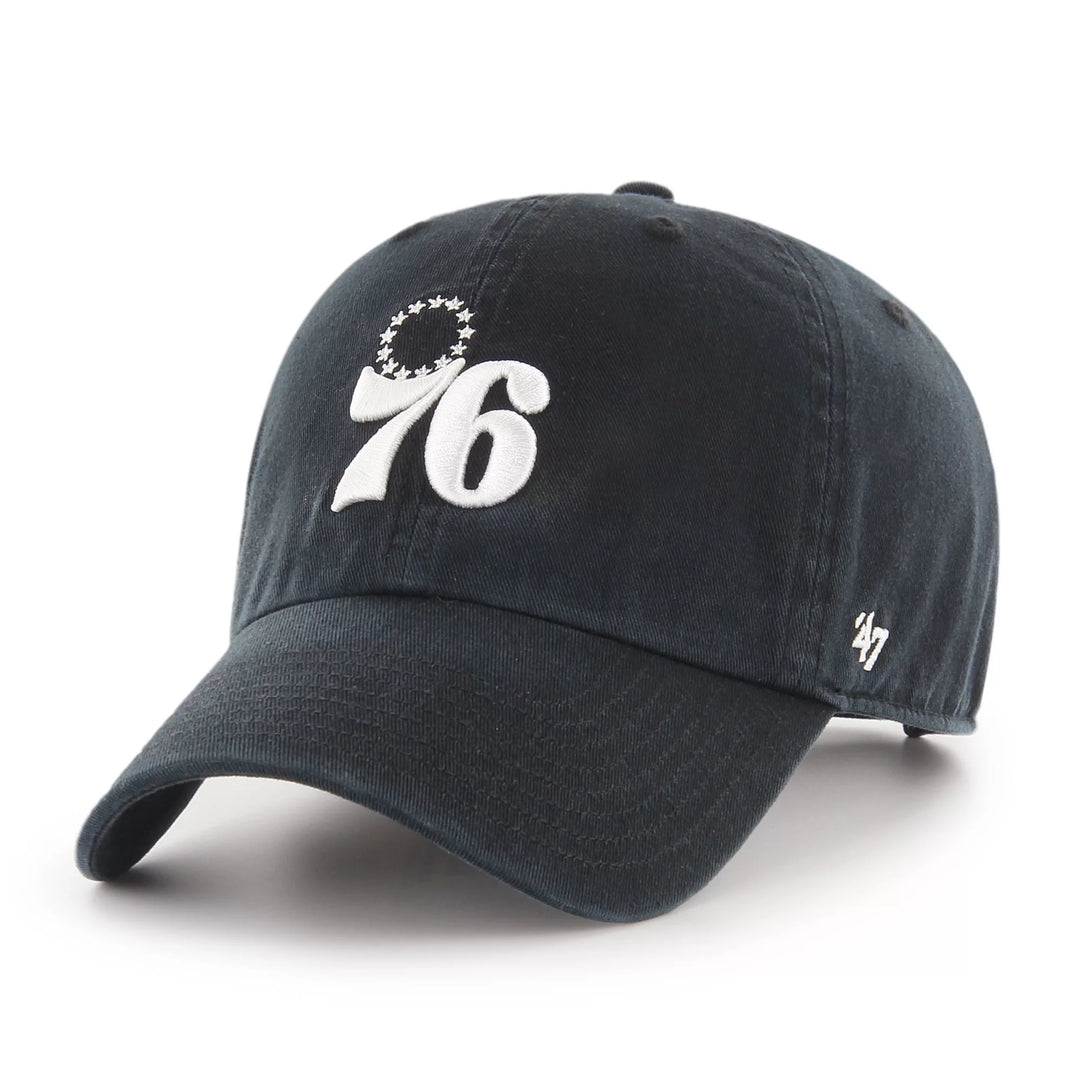 Philadelphia 76ers Black Clean Up Adjustable Hat