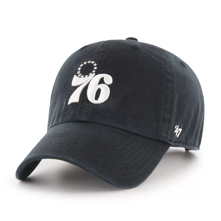 Philadelphia 76ers Black Clean Up Adjustable Hat