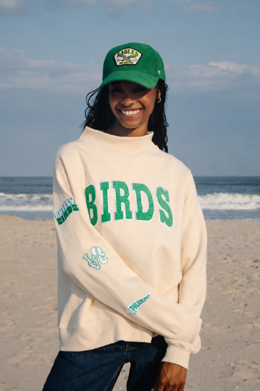 Philly Football Cream Birds Corduroy MultiPatch Mock Neck