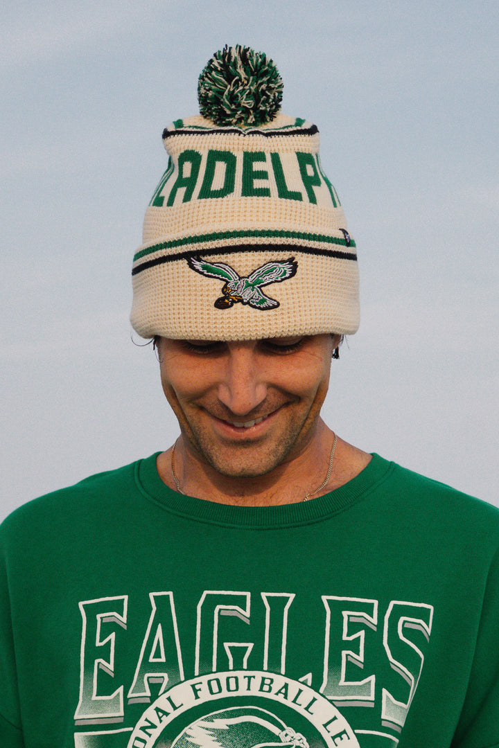 Men Philadelphia Eagles Natural Quattrle Cuff Knit w/ Pom