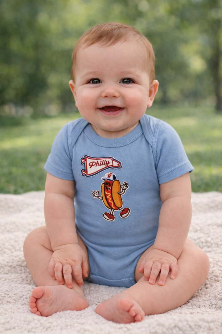 Philly Pennant &amp; Hot Dog Onesie