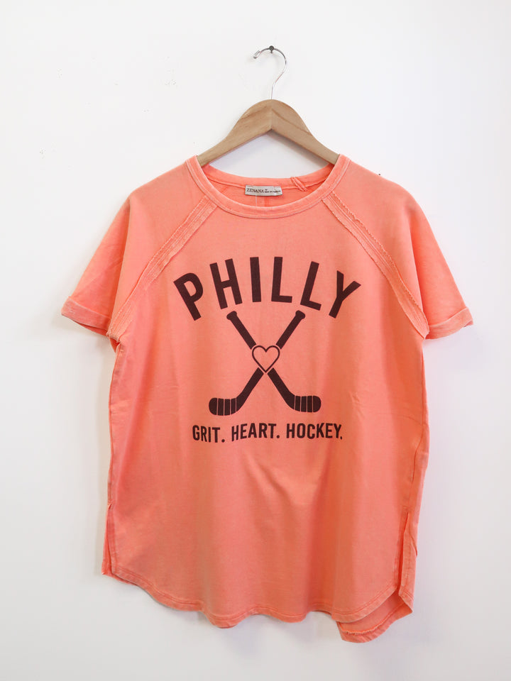 Philly Sticks Heart Washed French Terry Shirt