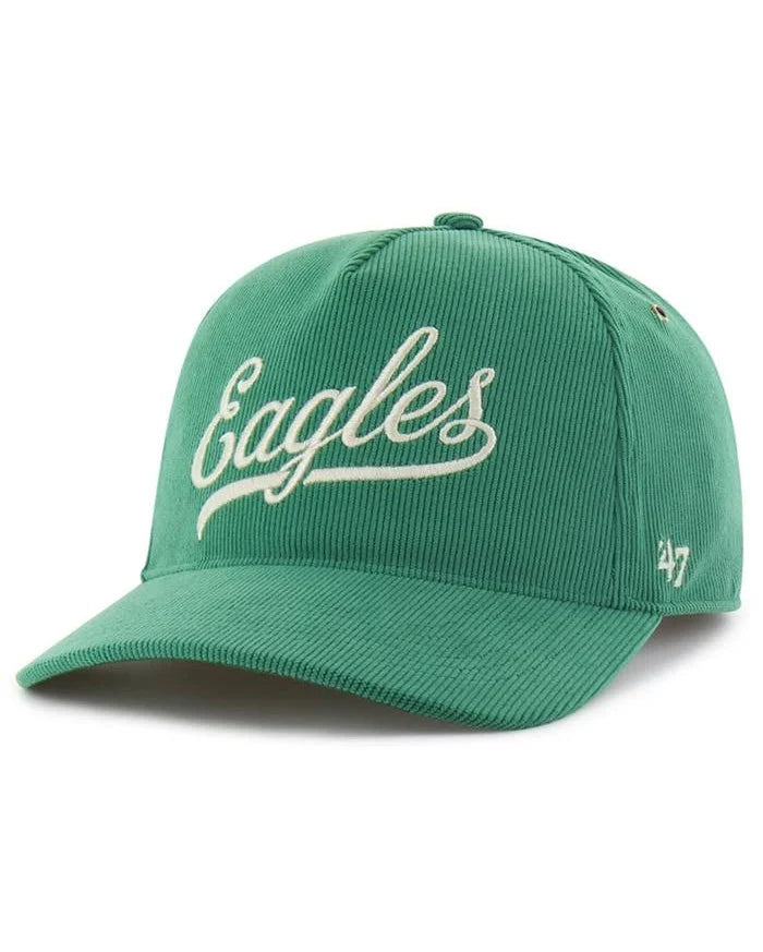 Philadelphia Eagles Corduroy Eagles Script Kelly Green Hitch Hat