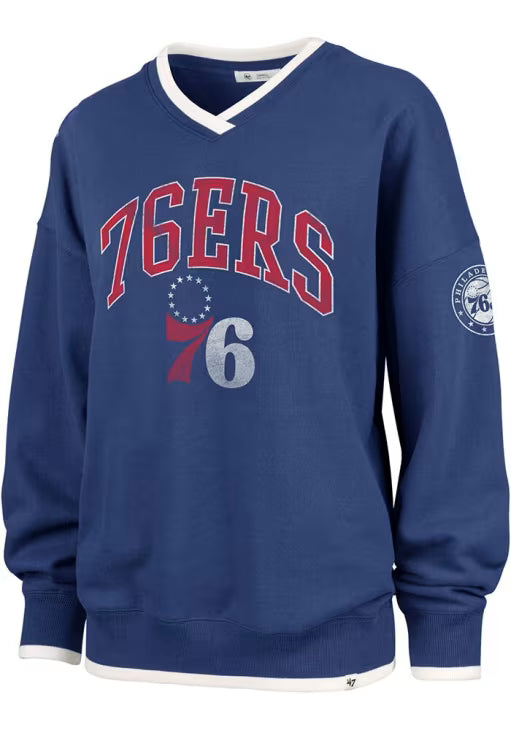Philadelphia 76ers Blue Clubhouse V-Neck Sweatshirt