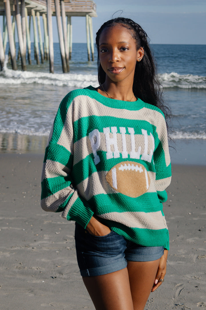 Philly Football Stripe Cozy Sweater