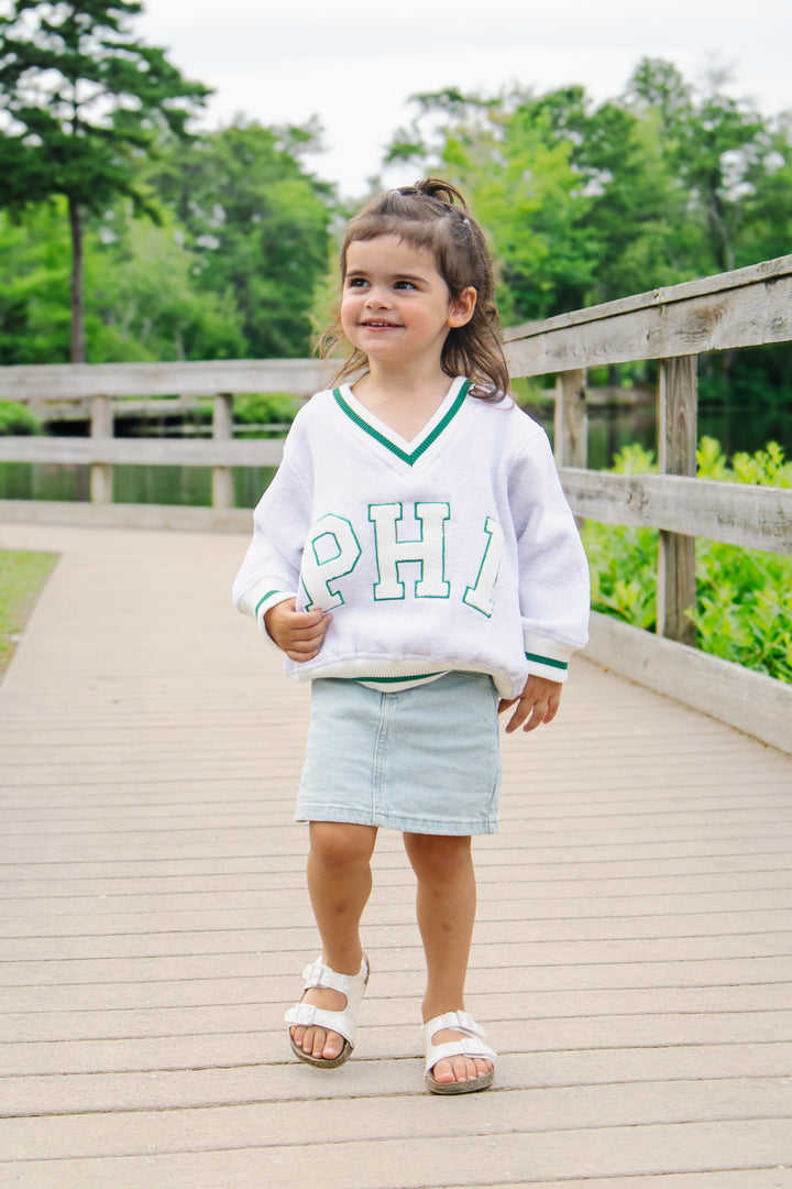 Philly Football PHI Chenille Patch V Neck Sweatshirt