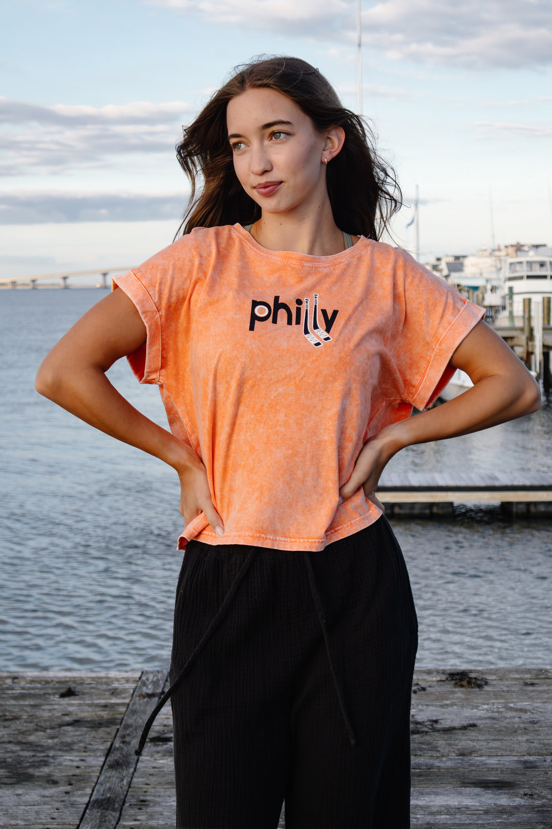 Philly Hockey Coral Sticks Boxy Tee