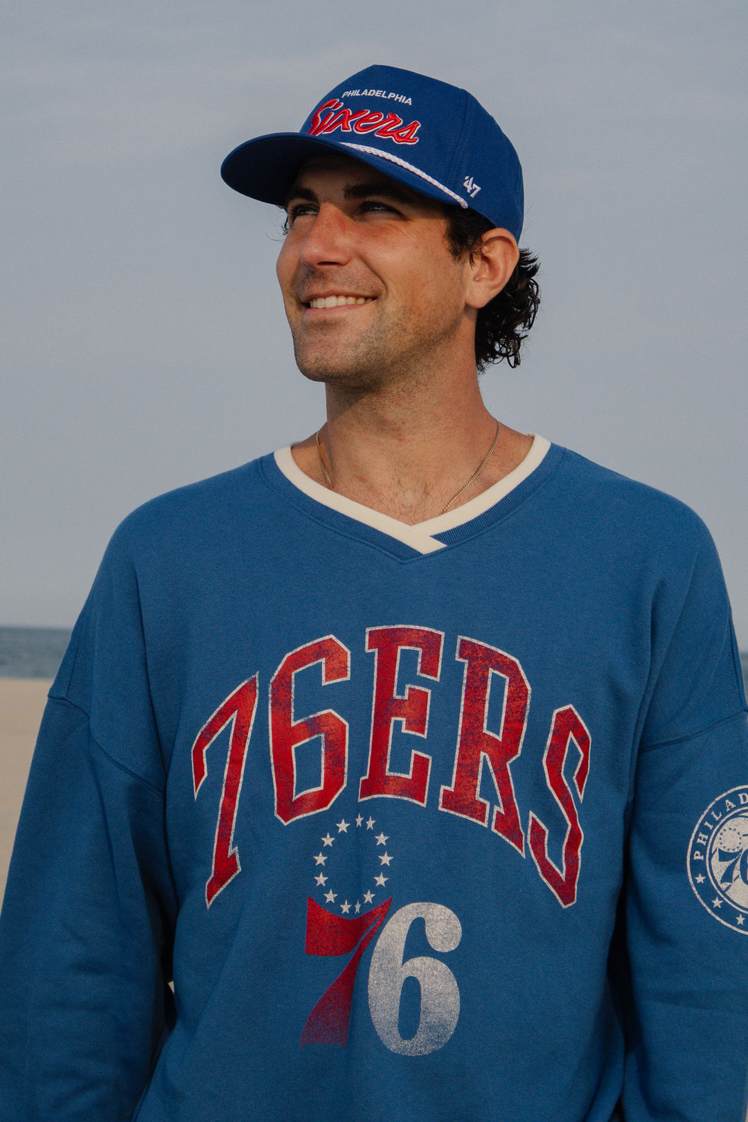 Philadelphia 76ers Blue Clubhouse V neck Sweatshirt