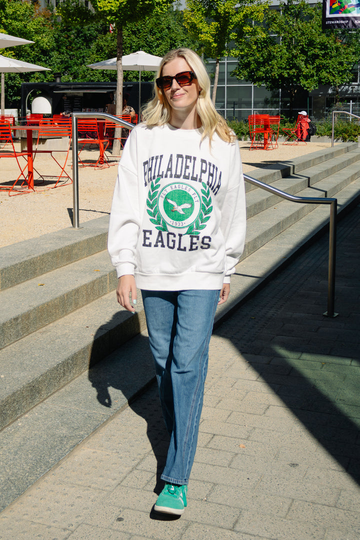 Philadelphia Eagles Gold Standard Ivory Crew Sweatshirt