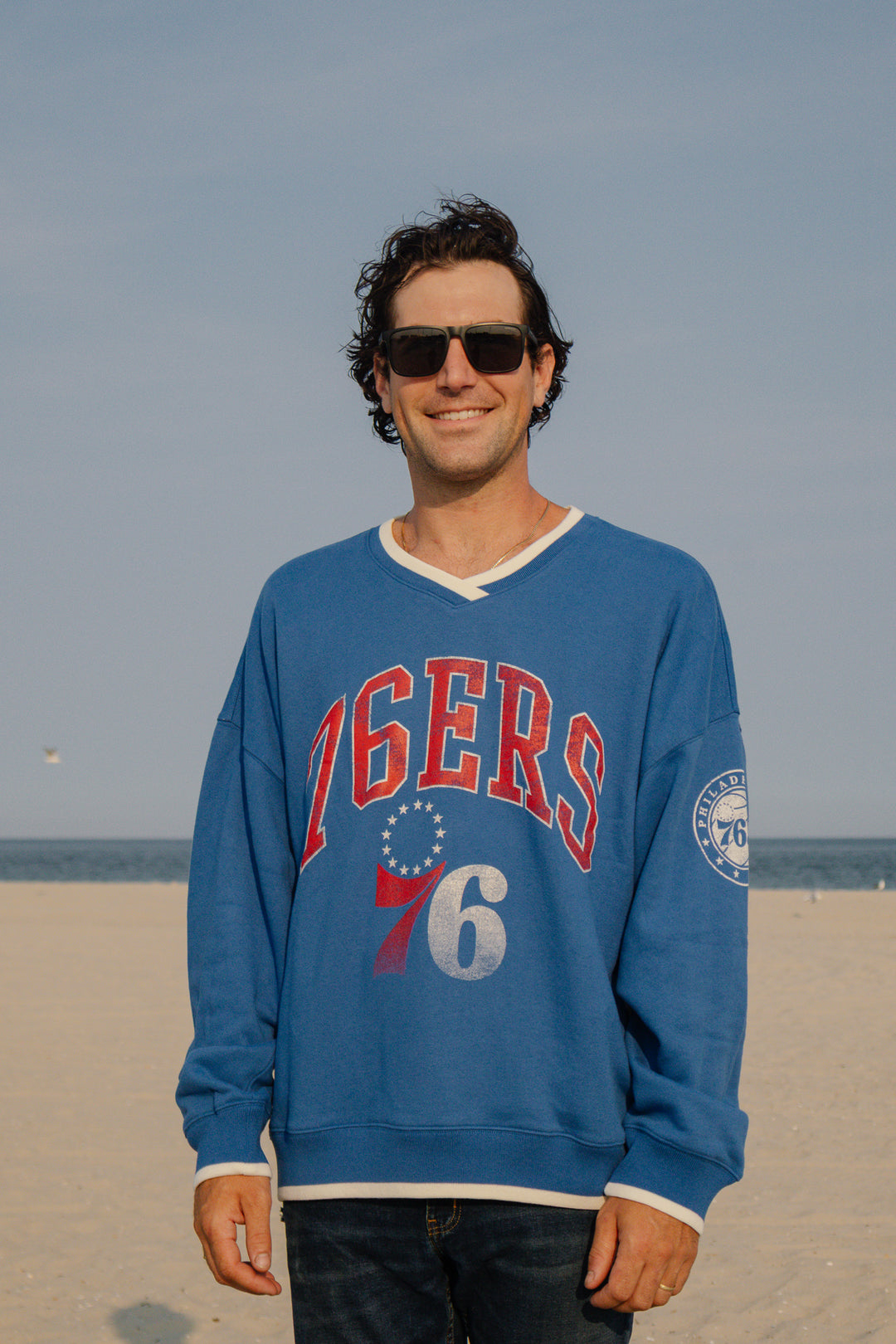 Philadelphia 76ers Blue Clubhouse V neck Sweatshirt