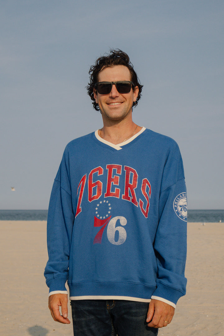 Philadelphia 76ers Blue Clubhouse V neck Sweatshirt