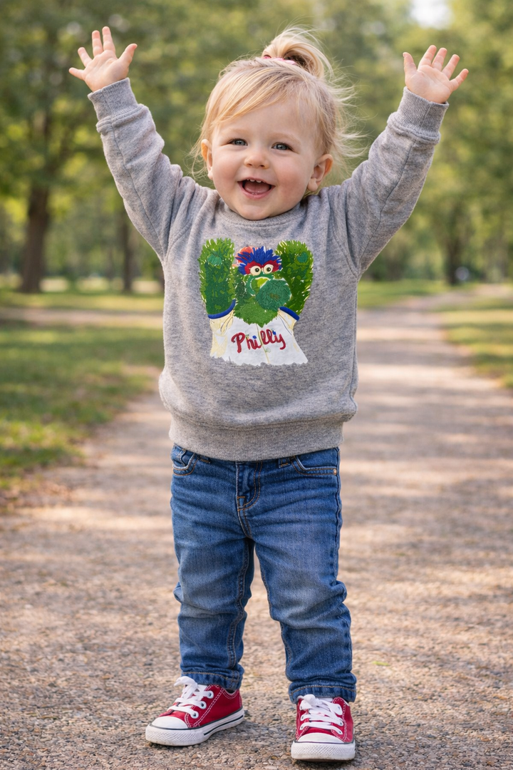 Philly Phanatic Sketch Heather Grey Crewneck Sweatshirt