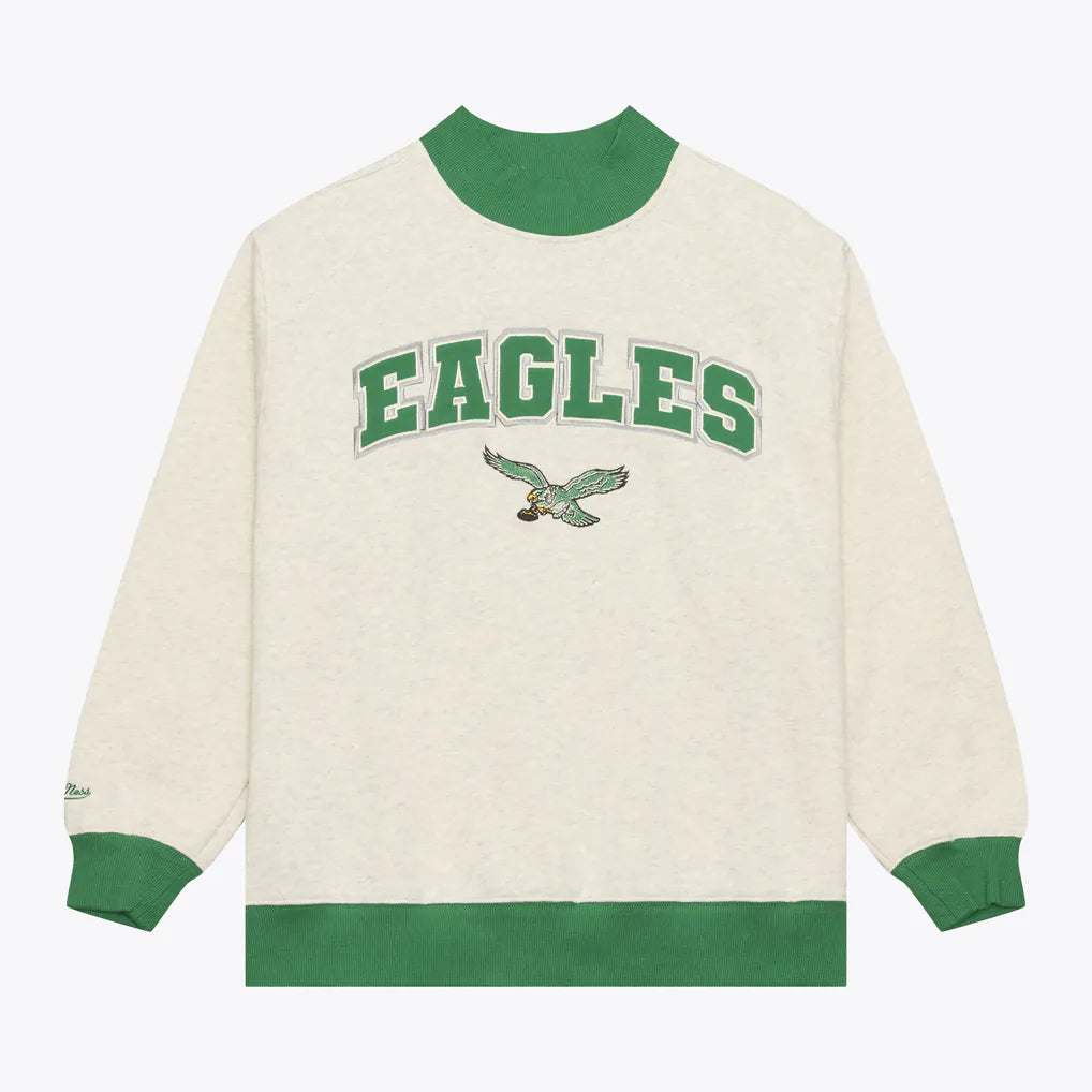 Philadelphia Eagles Oatmeal Mock Neck Sweatshirt