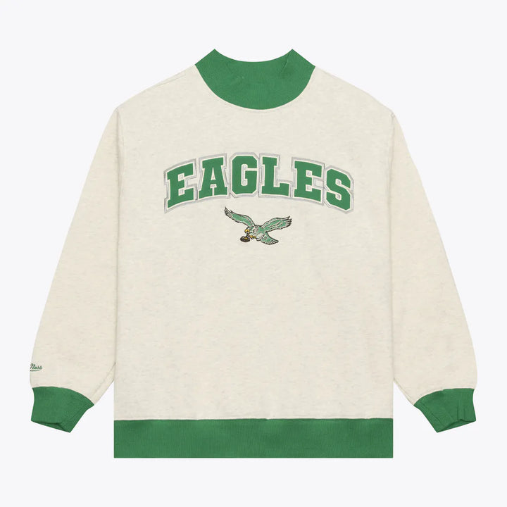 Philadelphia Eagles Oatmeal Mock Neck Sweatshirt