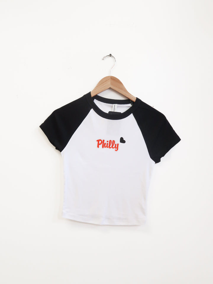 Philly Hockey Heart Crop Baby Tee
