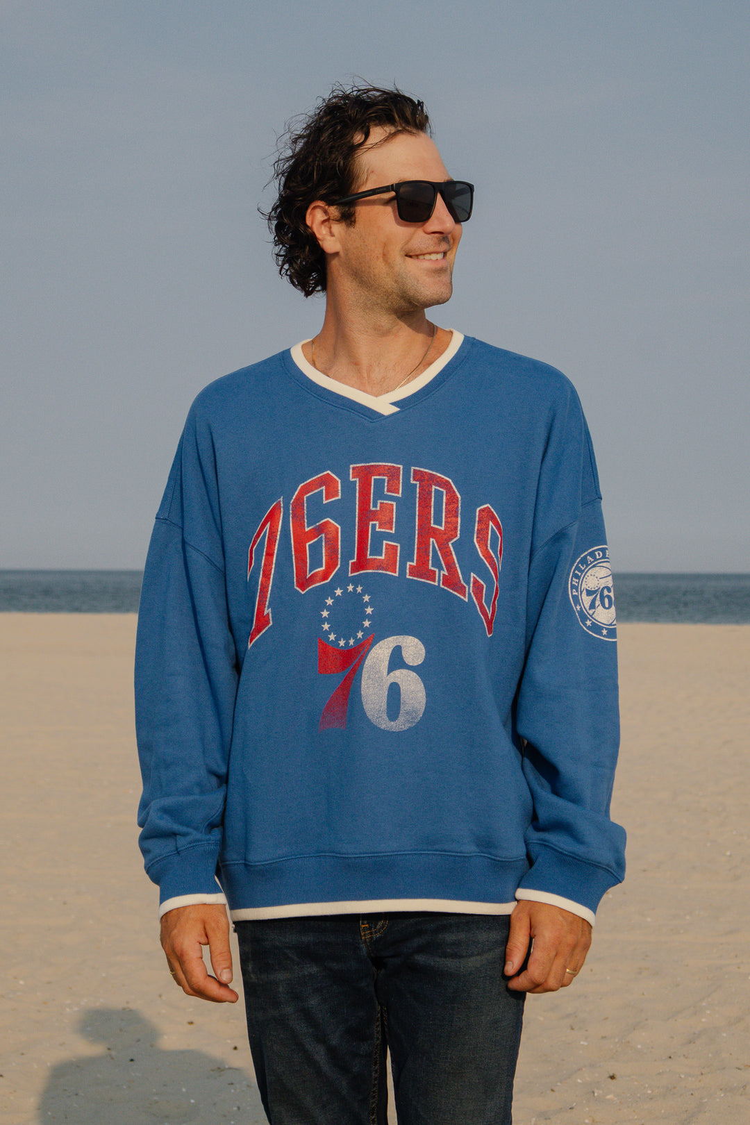 Philadelphia 76ers Blue Clubhouse V neck Sweatshirt