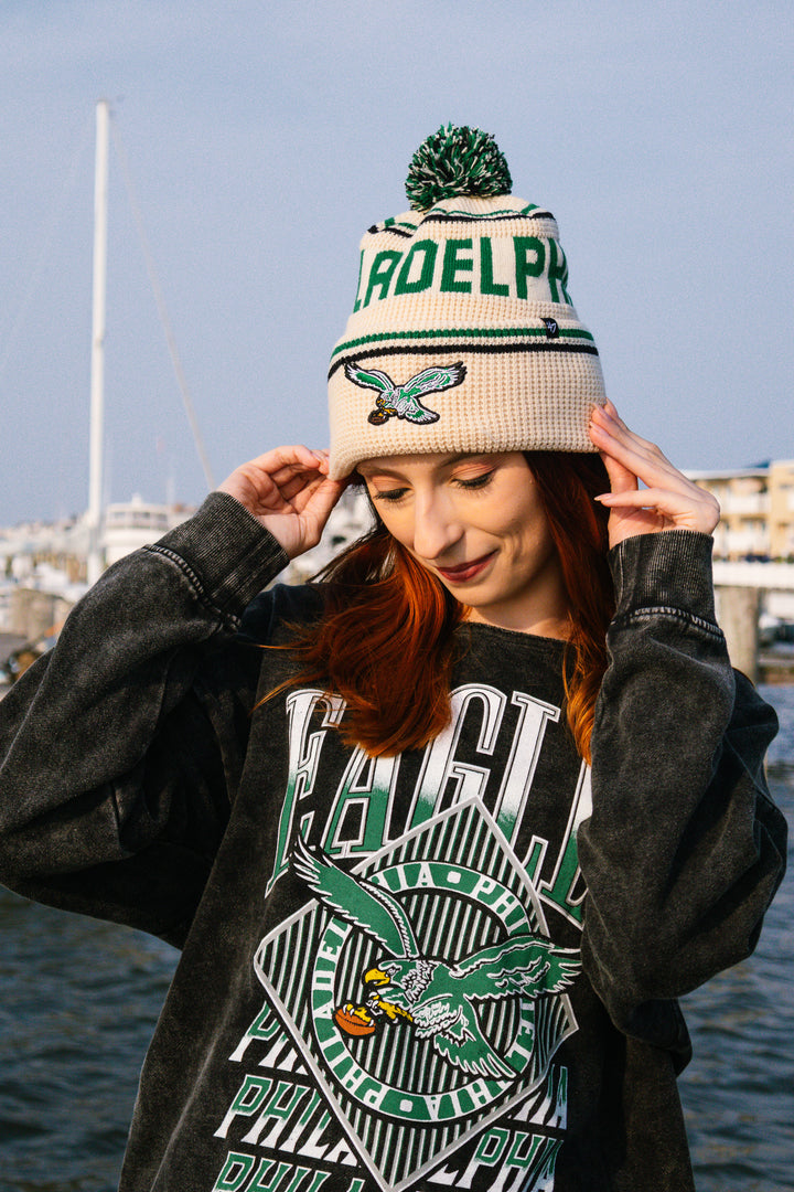 Philadelphia Eagles Natural Quattrle Cuff Knit w/Pom