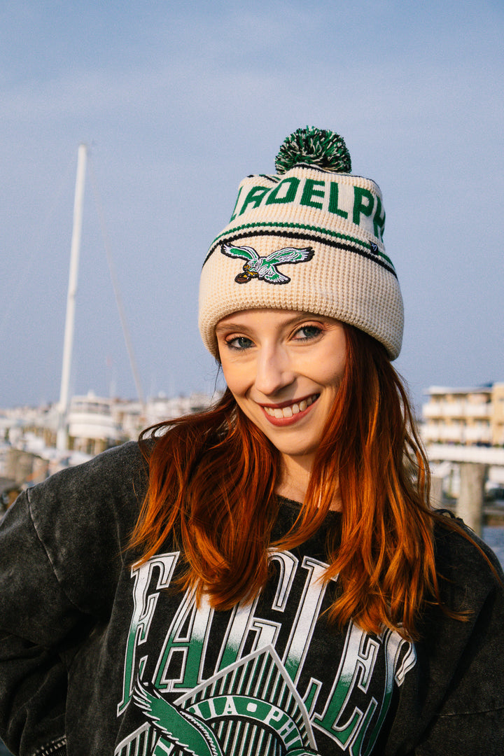 Philadelphia Eagles Natural Quattrle Cuff Knit w/Pom