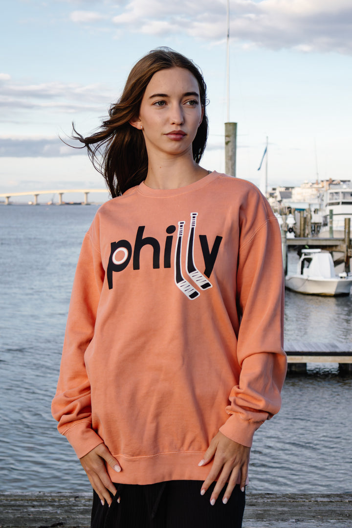 Philly Hockey Sticks Terracotta Crew Sweatshirt
