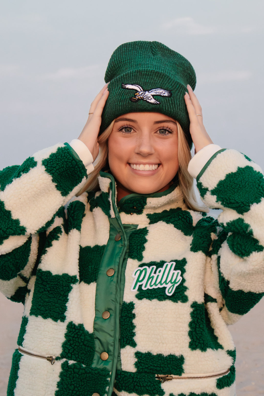 Women Philadelphia Eagles Historic Kelly Brain Freeze Cuff Knit Beanie