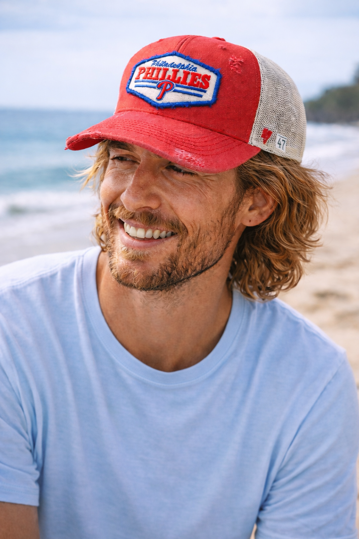 Philadelphia Phillies Light Habanero Red Trucker