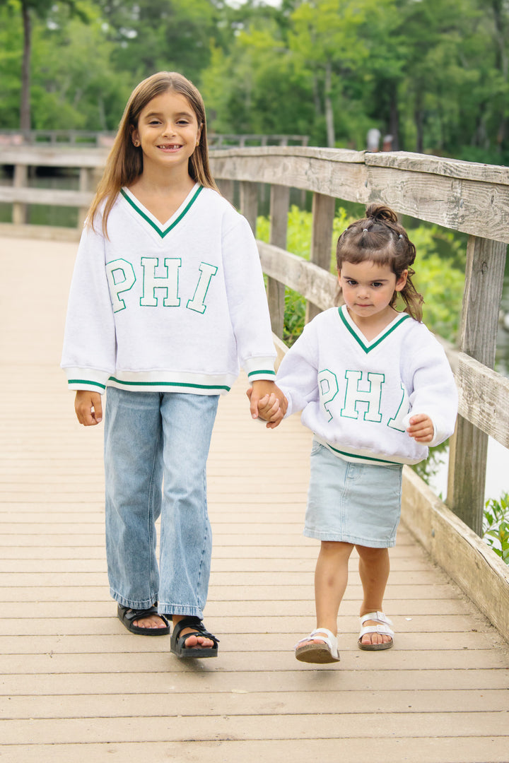 Philly Football PHI Chenille Patch V Neck Sweatshirt