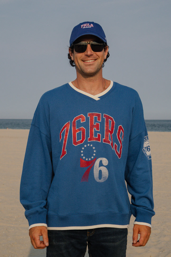 Philadelphia 76ers Blue Clubhouse V neck Sweatshirt
