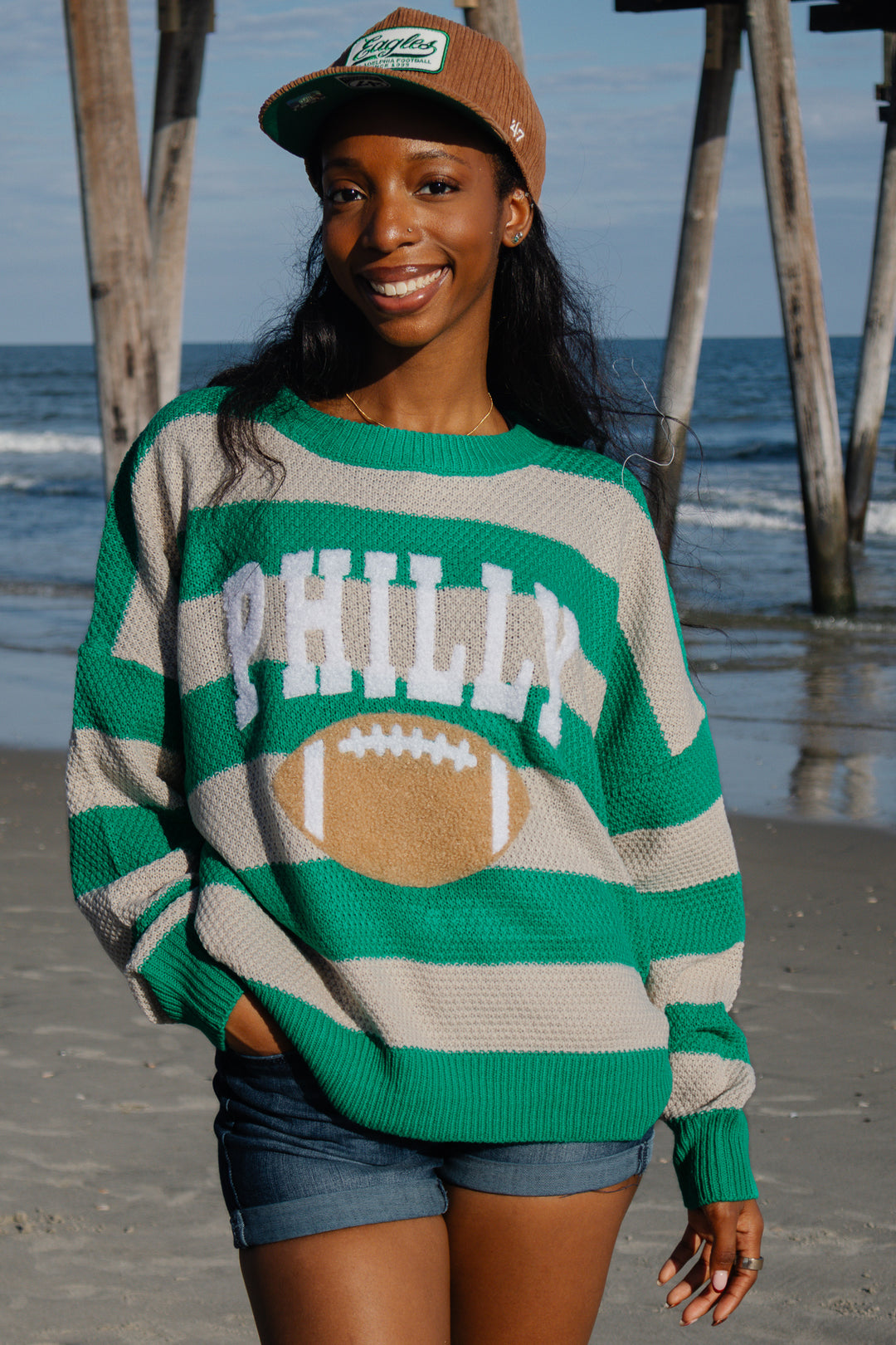 Philly Football Stripe Cozy Sweater
