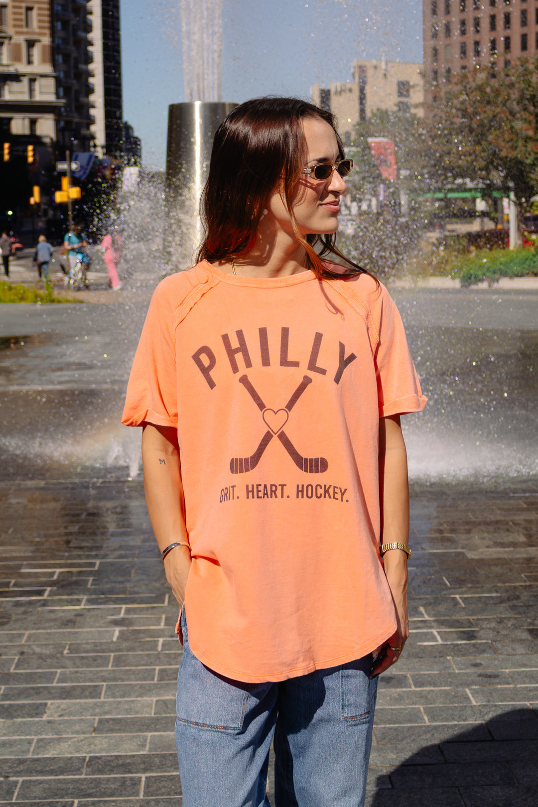 Philly Sticks Heart Washed French Terry Shirt