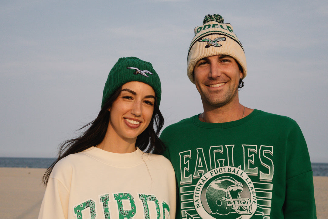 Men Philadelphia Eagles Natural Quattrle Cuff Knit w/ Pom