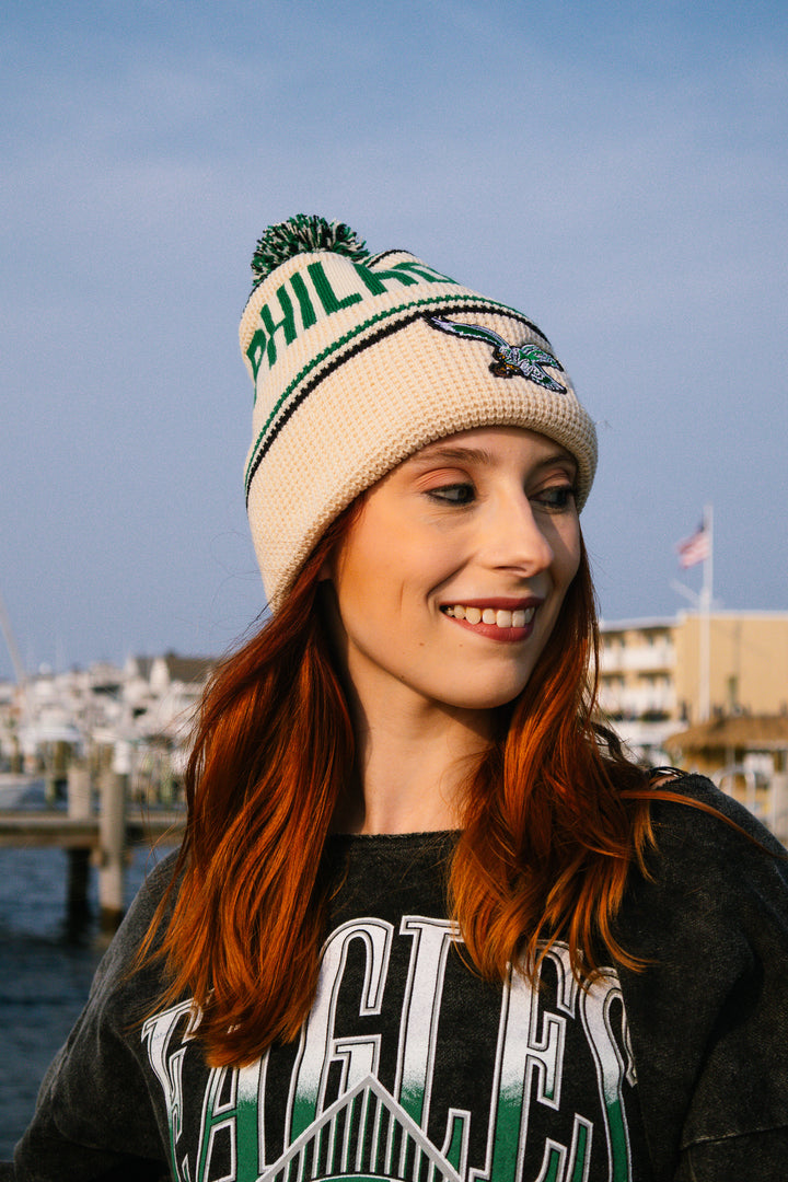 Philadelphia Eagles Natural Quattrle Cuff Knit w/Pom