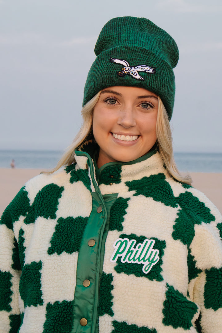 Women Philadelphia Eagles Historic Kelly Brain Freeze Cuff Knit Beanie
