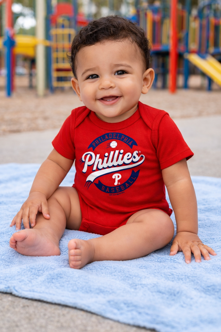 Philadelphia Phillies Red Baseball Onesie