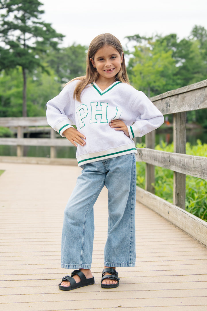 Philly Football PHI Chenille Patch V Neck Sweatshirt