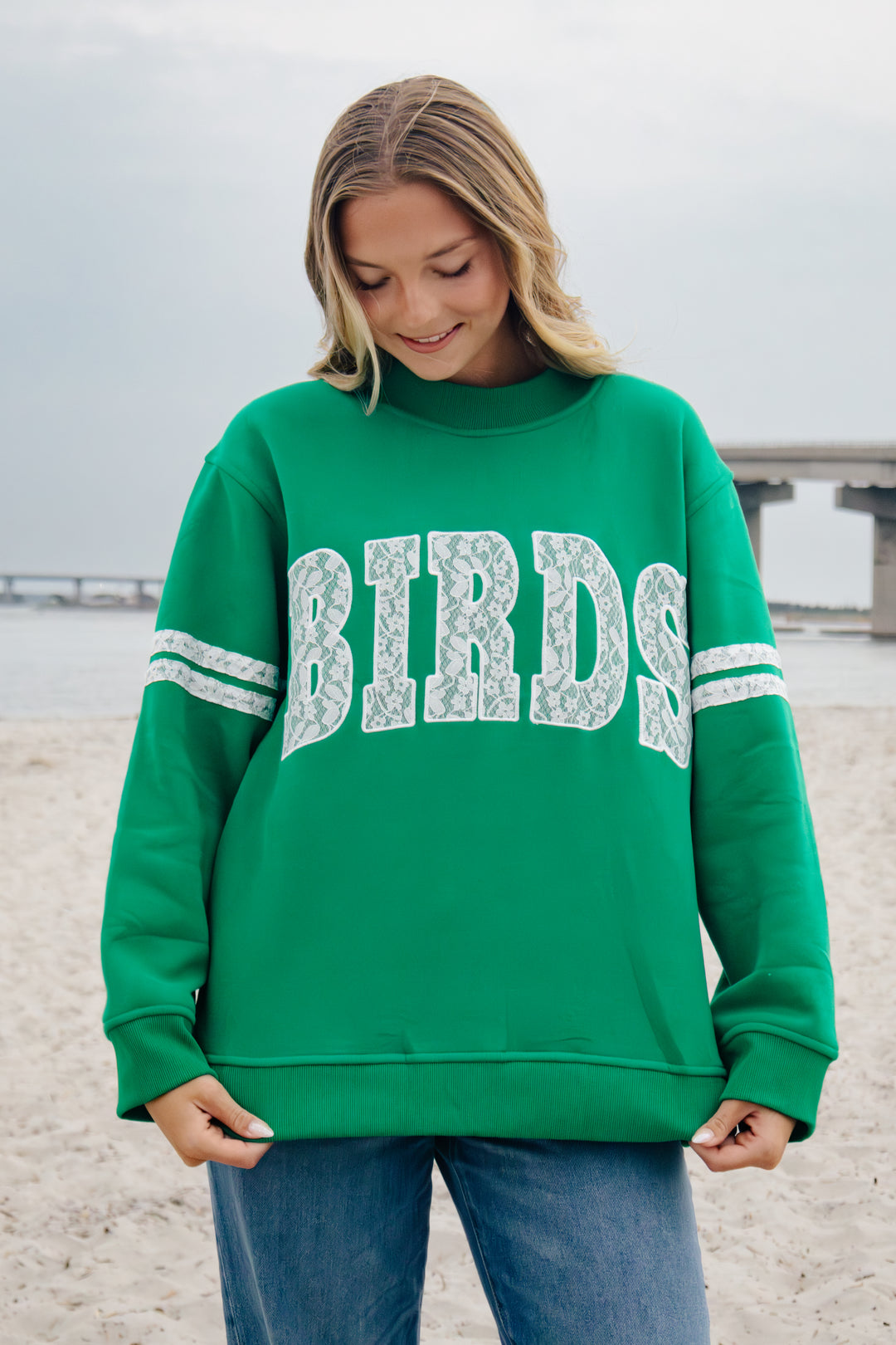 Philly Birds Kelly Lace Mock Neck