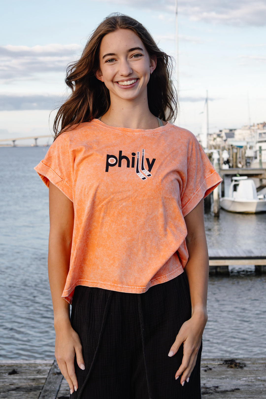 Philly Hockey Coral Sticks Boxy Tee
