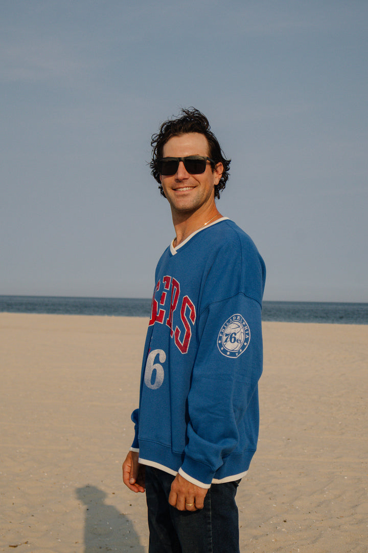 Philadelphia 76ers Blue Clubhouse V neck Sweatshirt