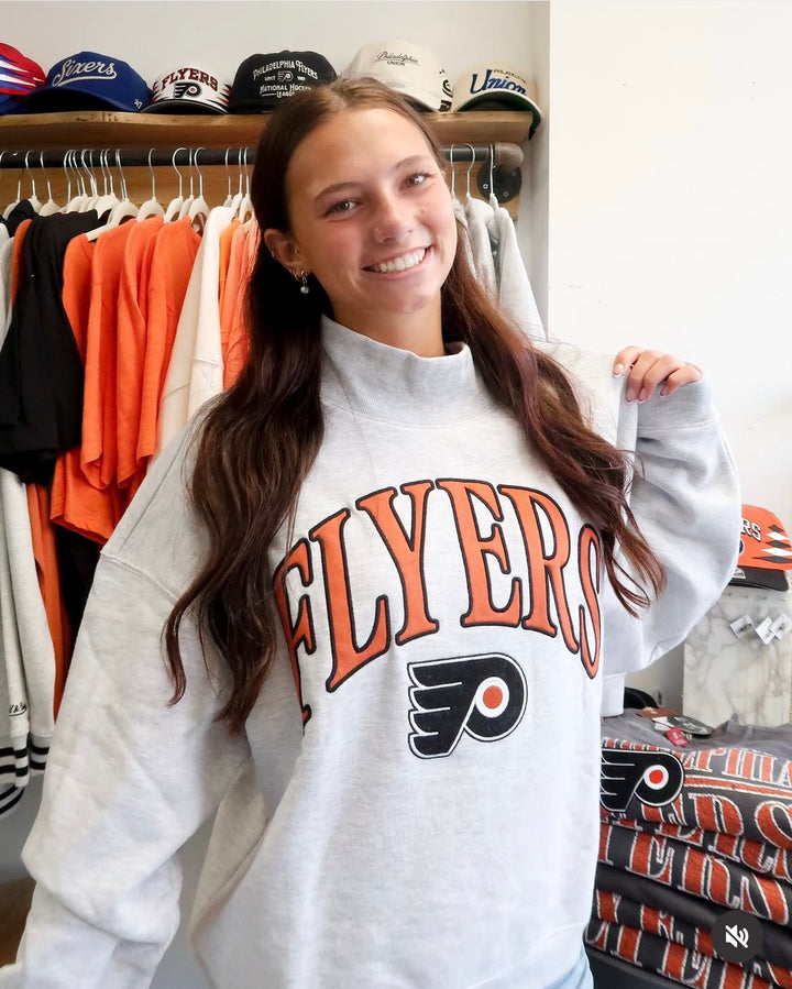 Philadelphia Flyers Grey Embroidered Mock Neck Sweatshirt