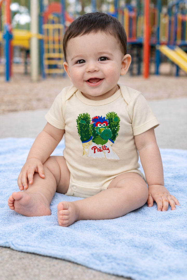 Philly Phanatic Sketch Oatmeal Onesie
