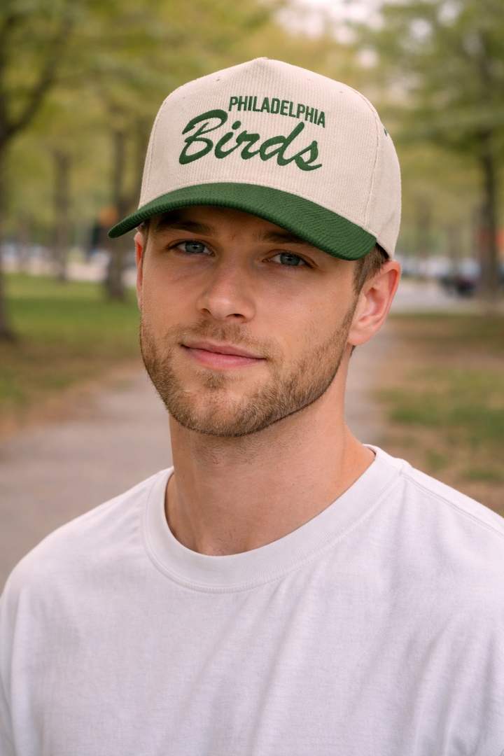 Philly Green Corduroy Birds Hat